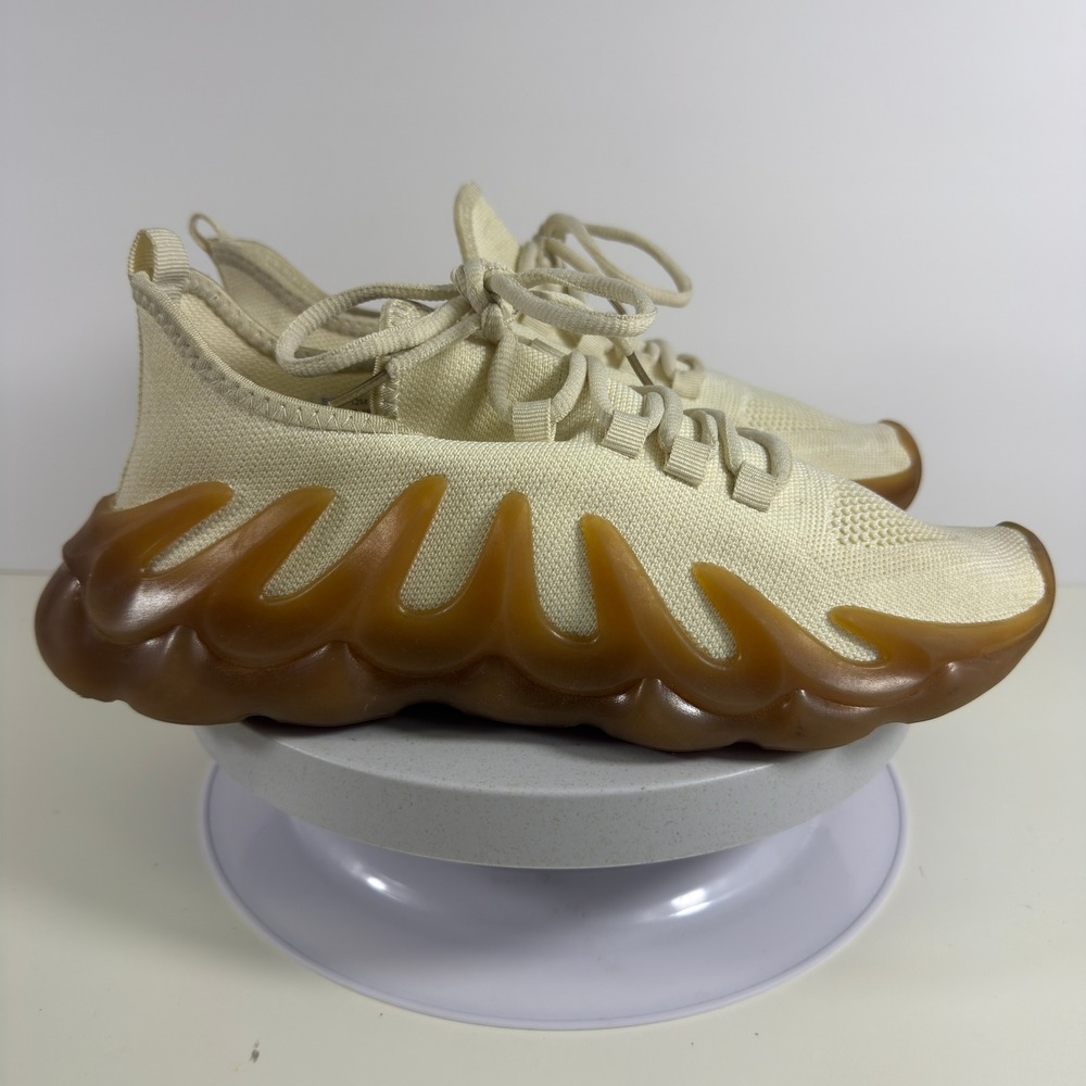 Mako Air Mens Knit Sneakers Cream Gum Sculptural Mesh Running Shoes Size 12M - Picture 6 of 13